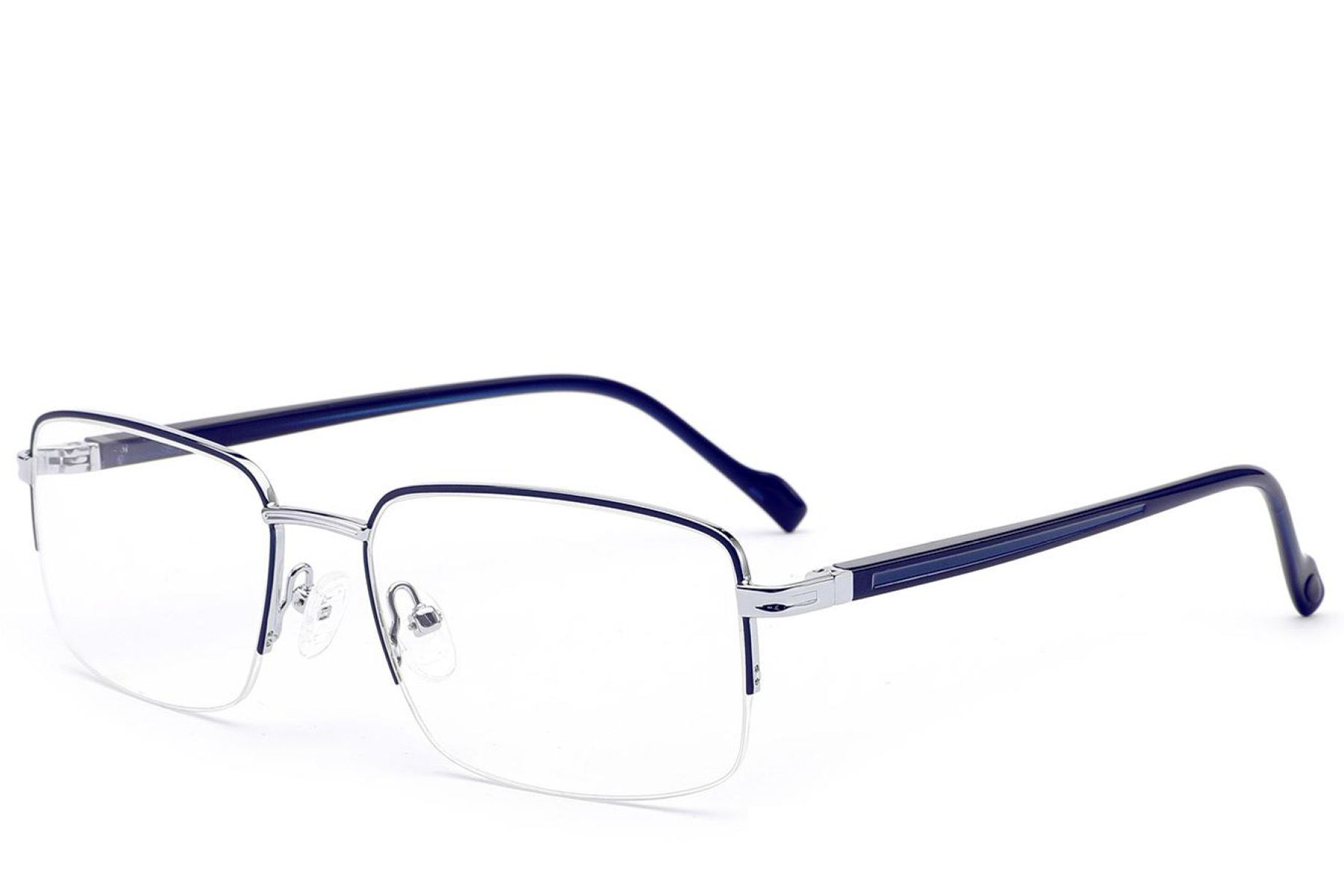 Semi-rimless Blue Metal Glasses #BS2012-2917