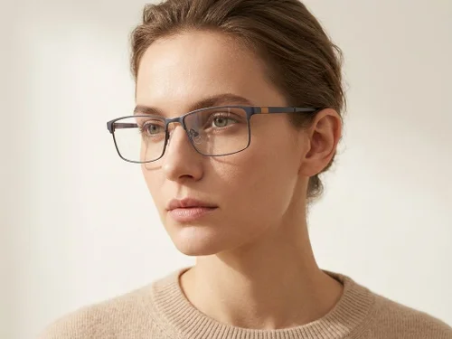 Lunettes rectangulaires en métal gris #BS2012-2921