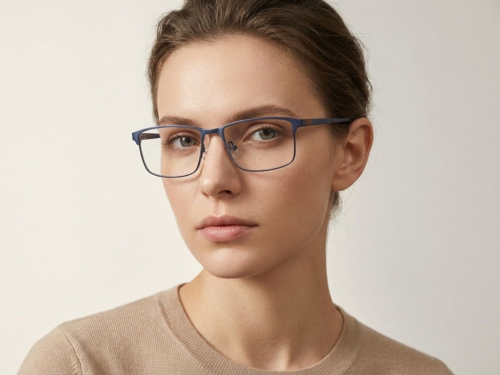Rectangular Blue Metal Glasses #BS2012-2922