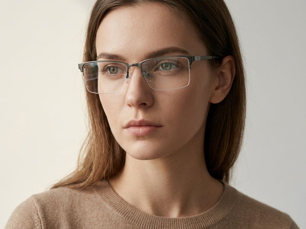 Gafas de metal gris semi al aire #BS2012-2924