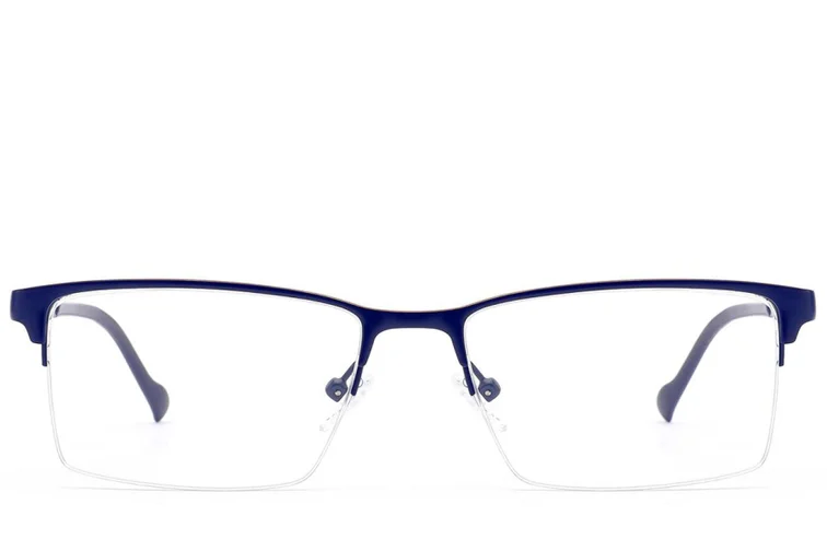 Semi-rimless Blue Metal Glasses #BS2012-2927