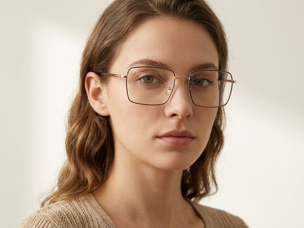 Rectangular Brown Metal Glasses #BS2012-2930