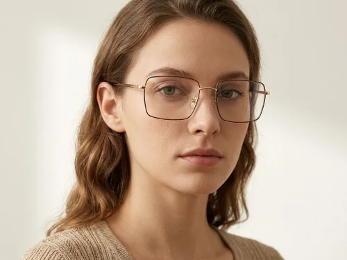 Lunettes rectangulaires en métal brun #BS2012-2930