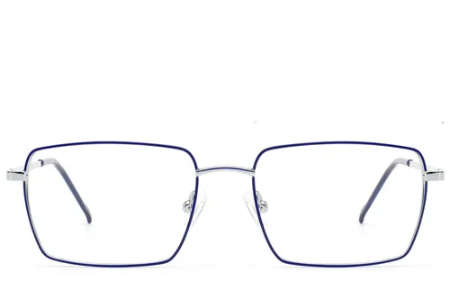 Lunettes rectangulaires en métal bleu #BS2012-2932
