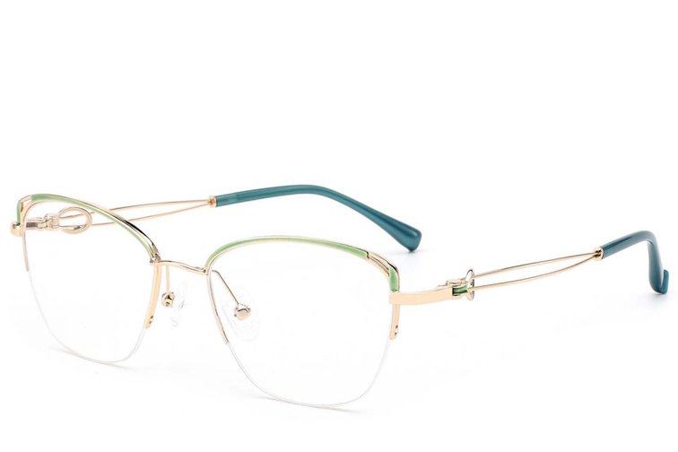 Lunettes semi-cerclées en métal vert #BS2012-2961