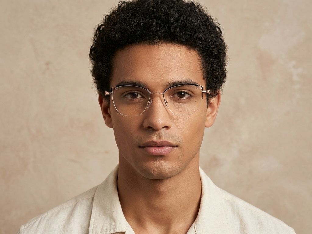 Gafas de metal negro con montura semi al aire #BS2012-2962