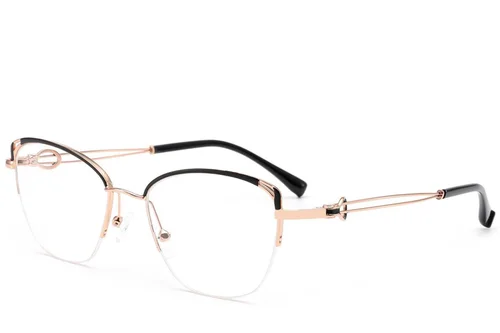 Lunettes semi-cerclées en métal noir #BS2012-2962