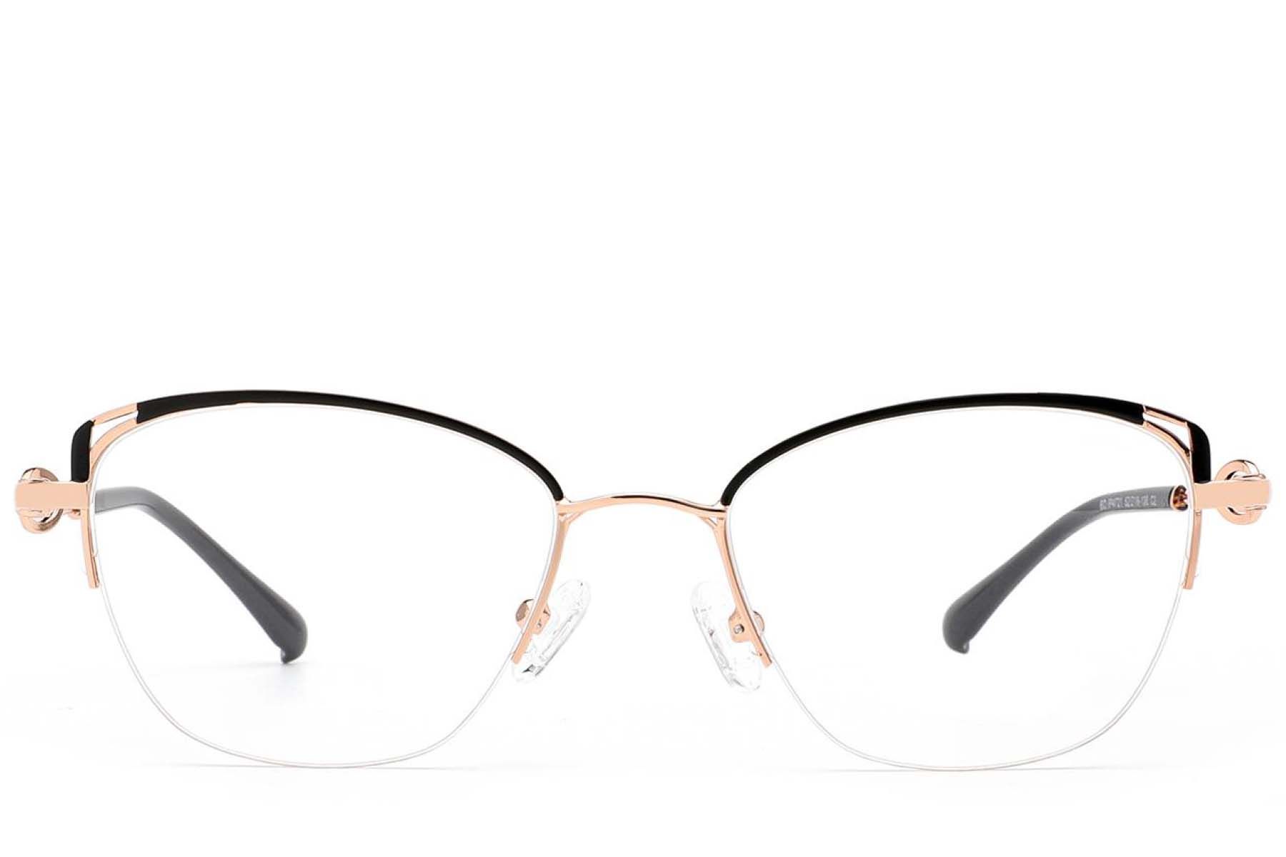 Gafas de metal negro con montura semi al aire #BS2012-2962