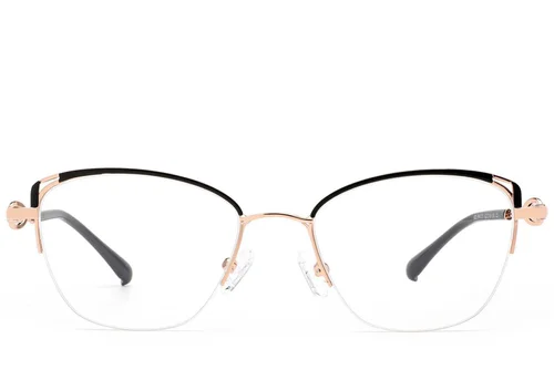 Lunettes semi-cerclées en métal noir #BS2012-2962