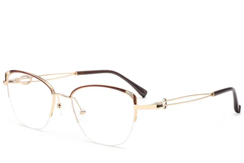 Lunettes semi-cerclées en métal marron #BS2012-2963