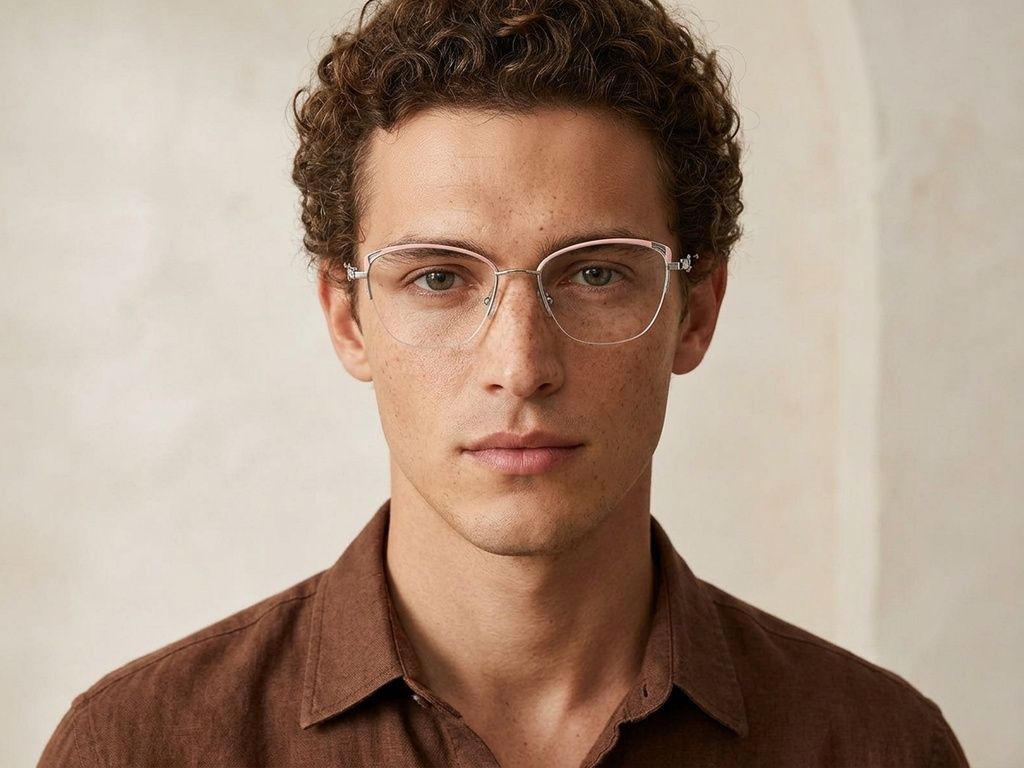 Semi-rimless Pink Metal Glasses #BS2012-2964