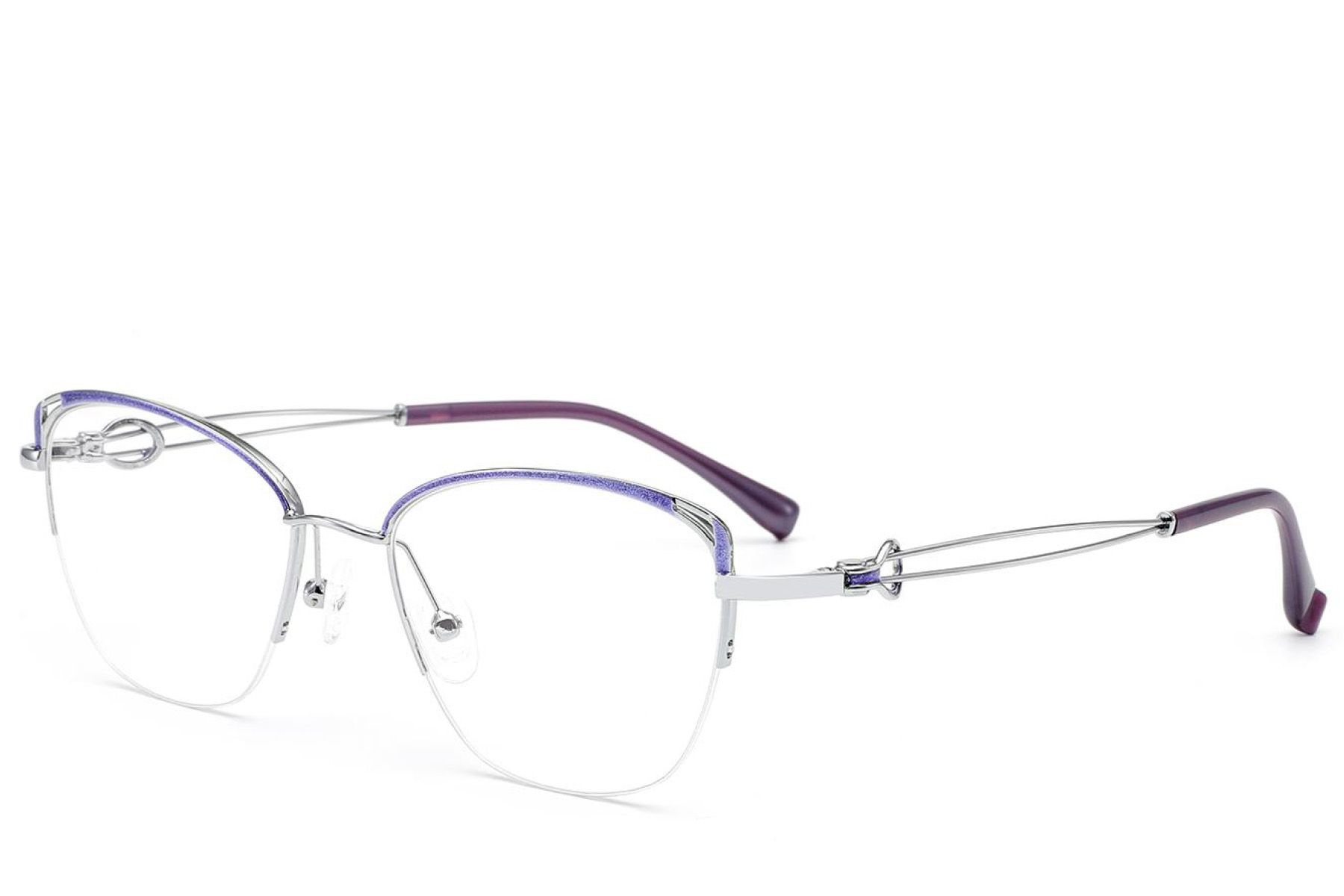 Semi-rimless Purple Metal Glasses #BS2012-2965