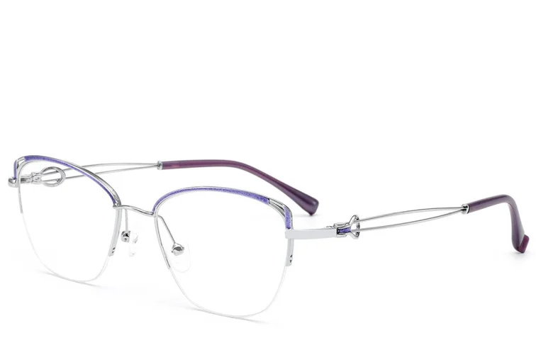 Semi-rimless Purple Metal Glasses #BS2012-2965