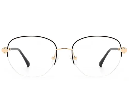 Lunettes semi-cerclées en métal noir #BS2012-2971