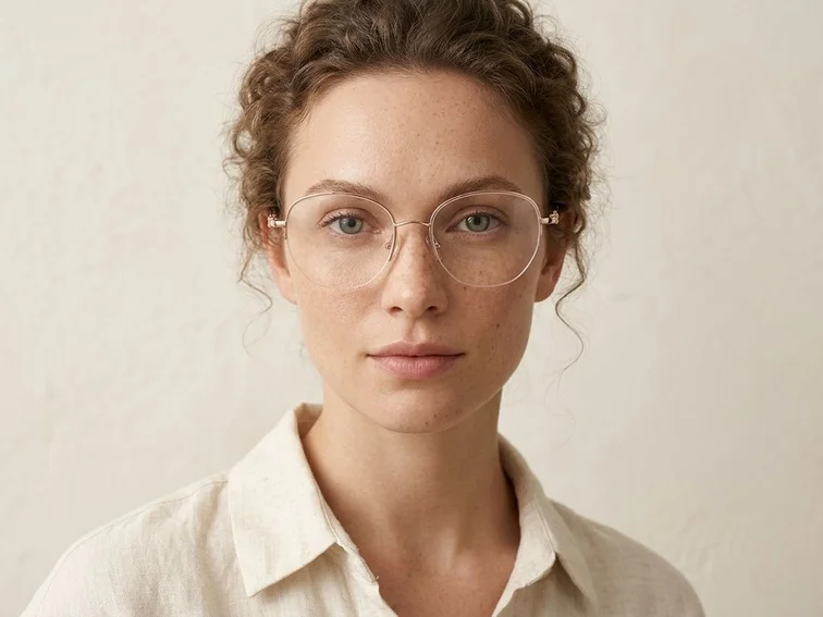 Semi-rimless Pink Metal Glasses #BS2012-2972