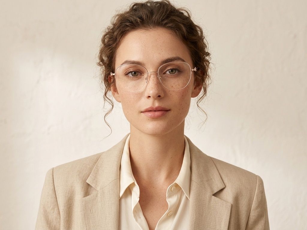 Semi-rimless Pink Metal Glasses #BS2012-2973