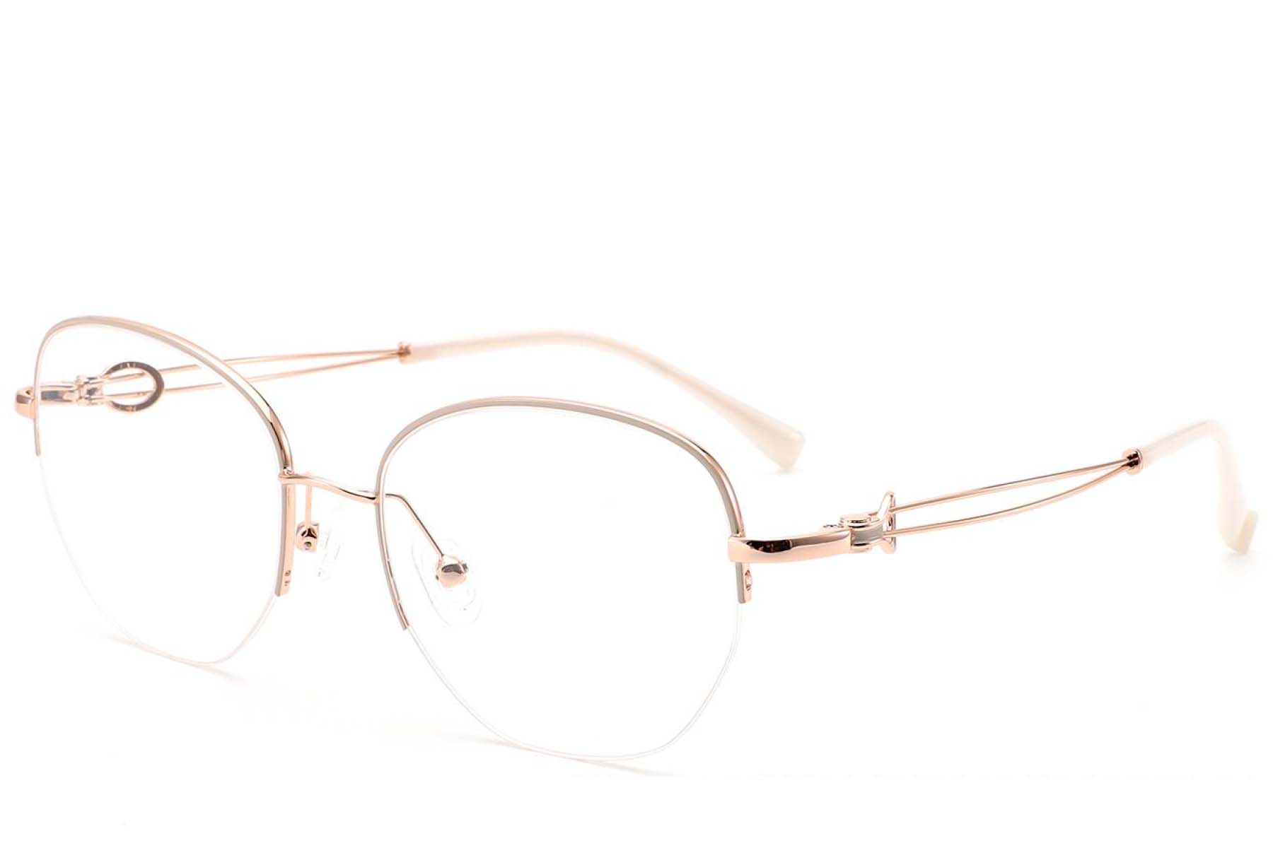 Semi-rimless Pink Metal Glasses #BS2012-2973