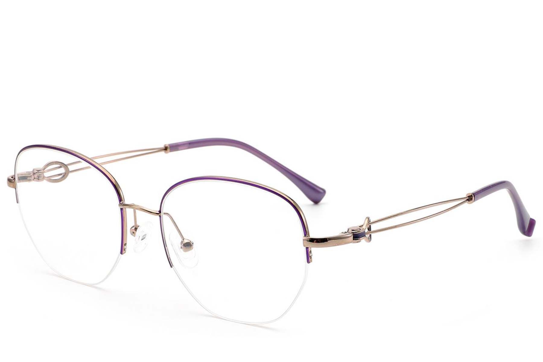 Semi-rimless Purple Metal Glasses #BS2012-2974
