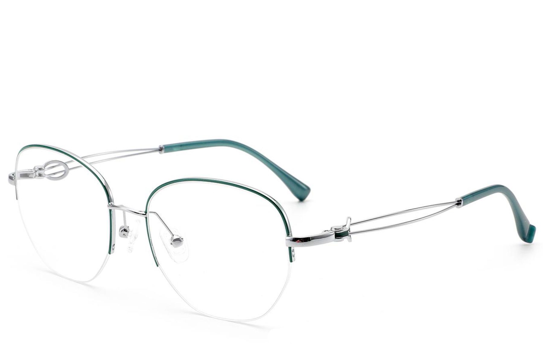 Lunettes semi-cerclées en métal vert #BS2012-2975