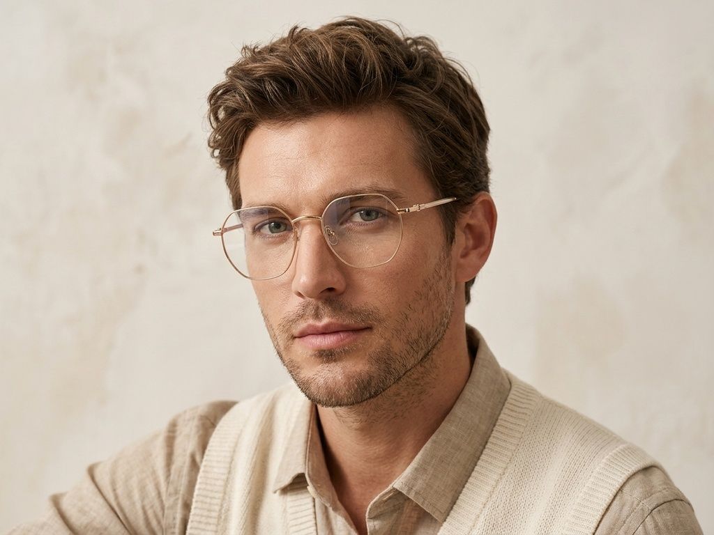 Lunettes géométriques en métal doré #BS2012-2990