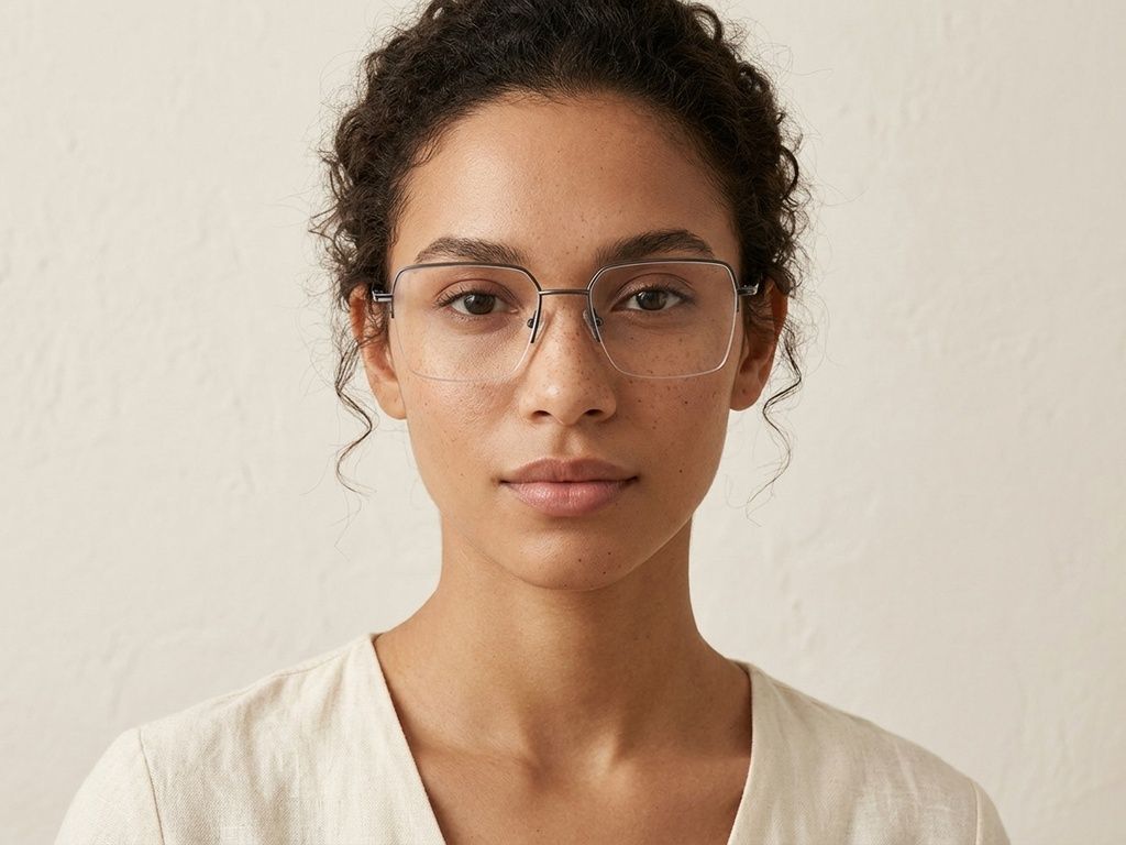 Gafas de metal gris semi al aire #BS2012-3005