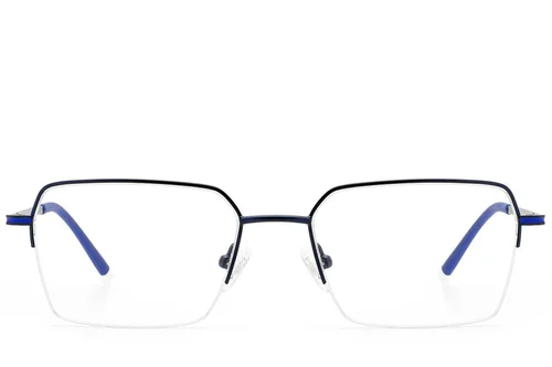 Lunettes semi-cerclées en métal bleu #BS2012-3006