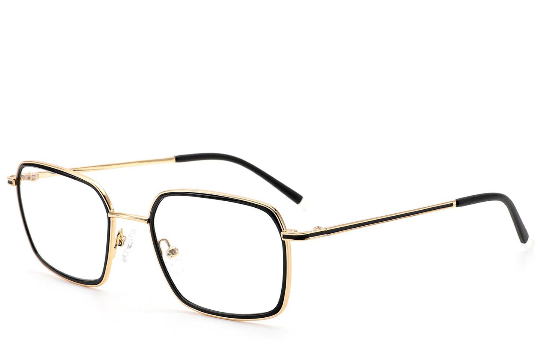 Rechteckige schwarze Metallbrille #BS2012-3008