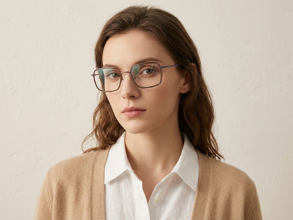 Rectangular Brown Metal Glasses #BS2012-3009