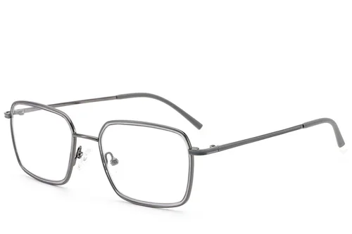 Lunettes rectangulaires en métal gris #BS2012-3010