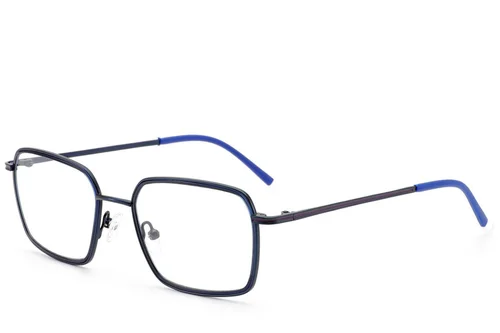 Lunettes rectangulaires en métal bleu #BS2012-3011