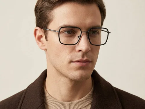 Lunettes rectangulaires en métal noir #BS2012-3012