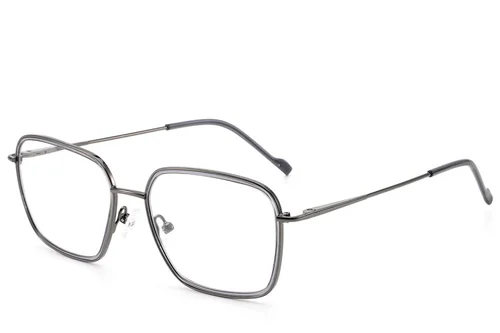 Lunettes rectangulaires en métal gris #BS2012-3014