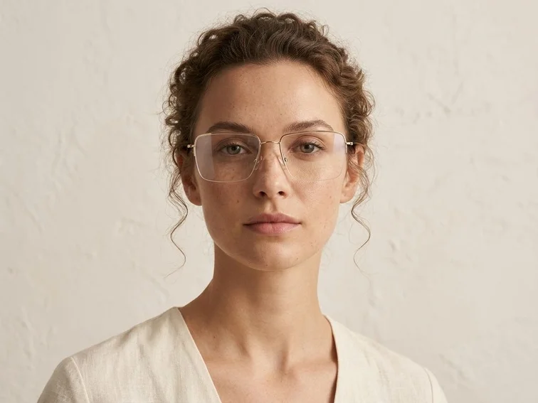 Semi-rimless Golden Metal Glasses #BS2012-3018