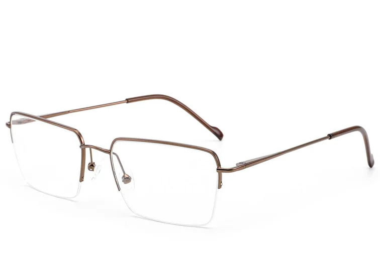 Semi-rimless Brown Metal Glasses #BS2012-3020