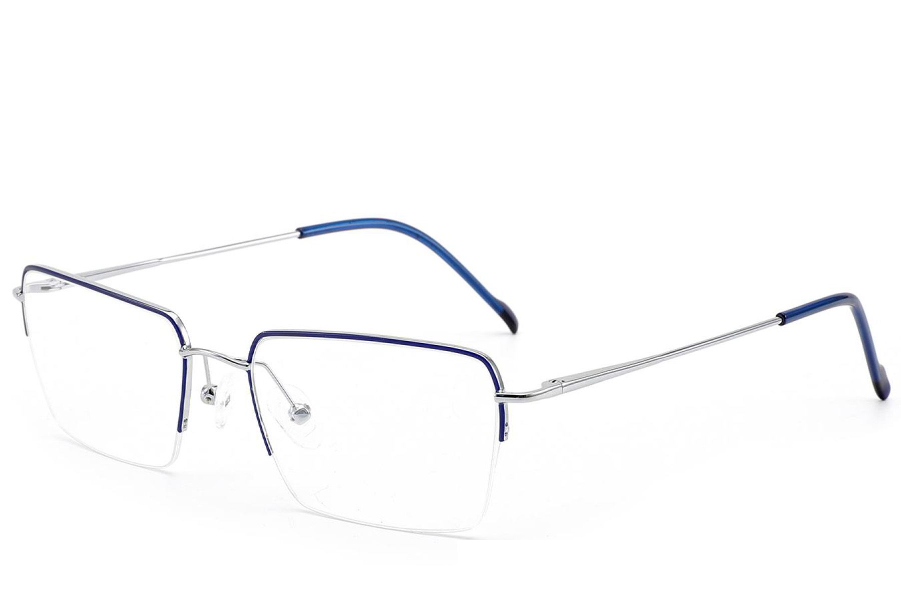Semi-rimless Blue Metal Glasses #BS2012-3021