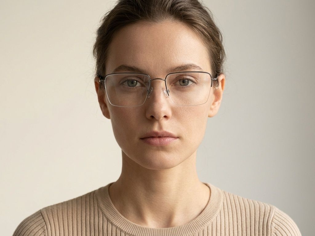Semi-rimless Black Metal Glasses #BS2012-3022