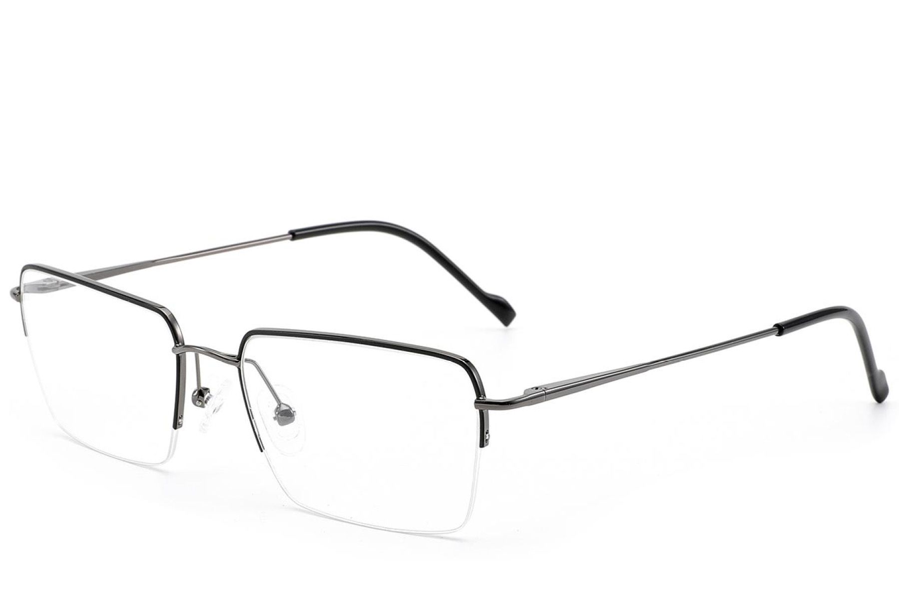 Semi-rimless Black Metal Glasses #BS2012-3022