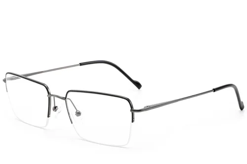 Lunettes semi-cerclées en métal noir #BS2012-3022