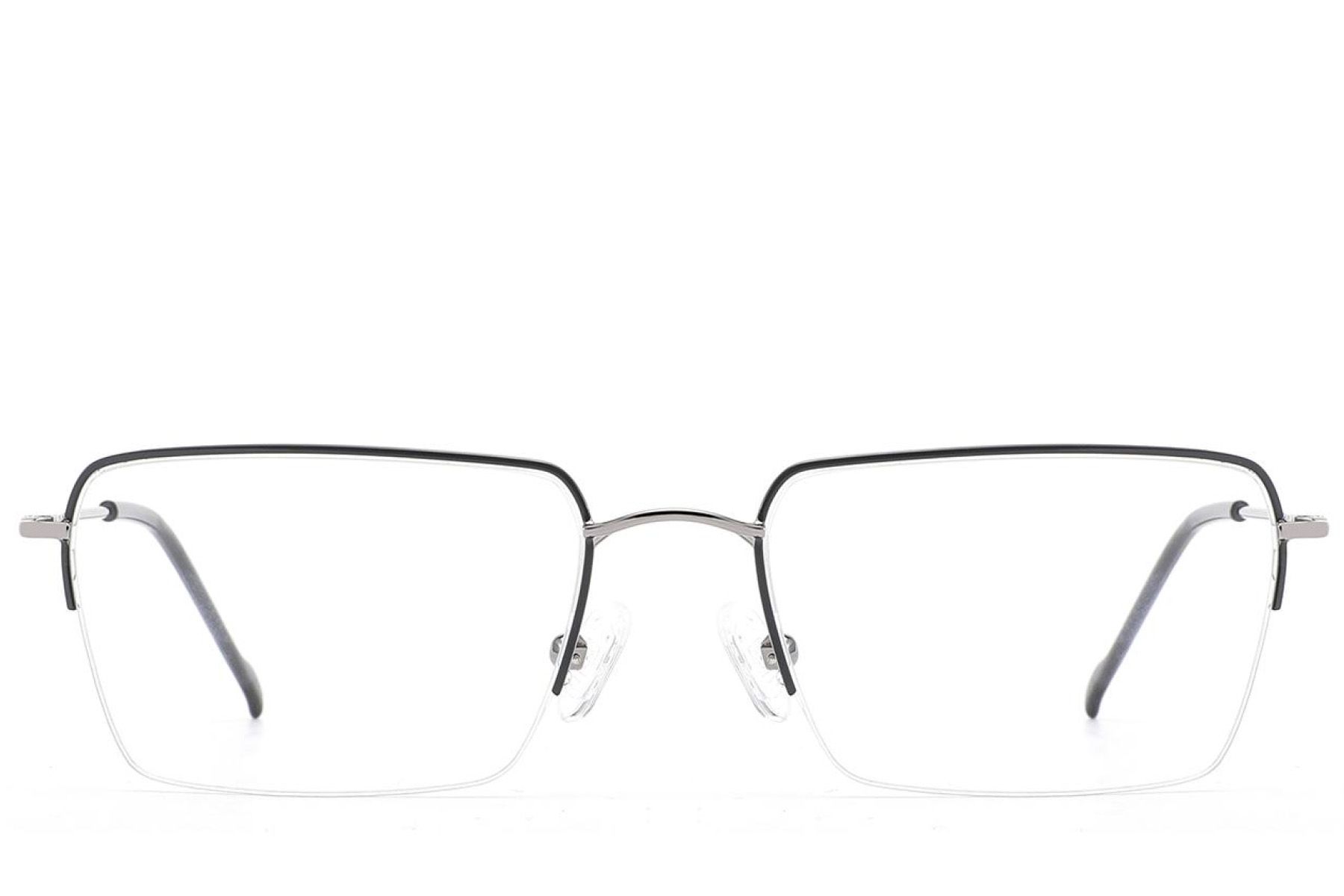 Semi-rimless Black Metal Glasses #BS2012-3022