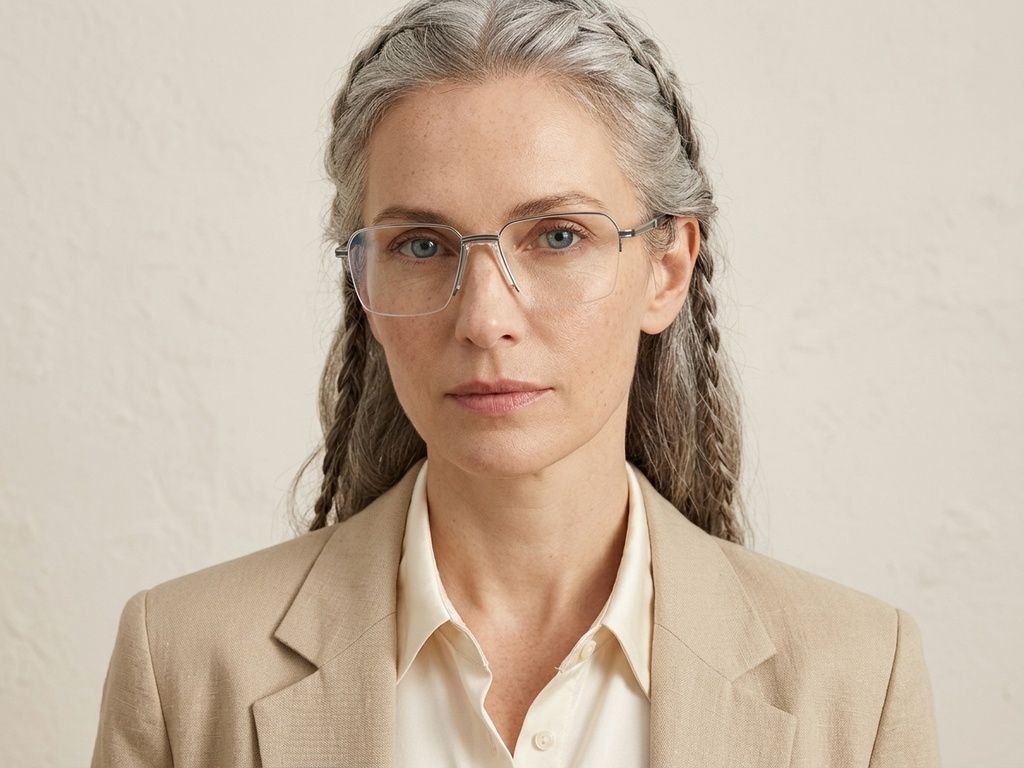 Gafas de metal gris semi al aire #BS2012-3029