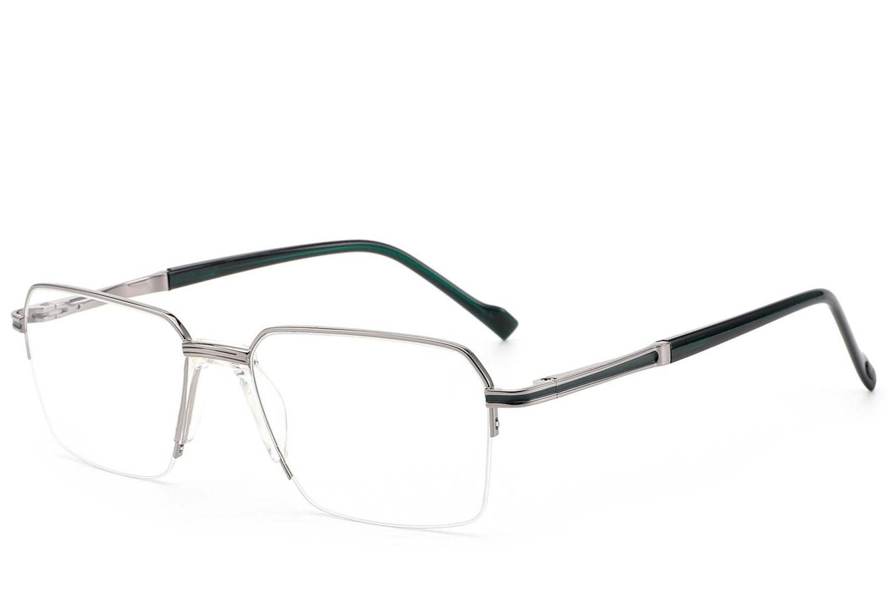 Semi-rimless Grey Metal Glasses #BS2012-3029