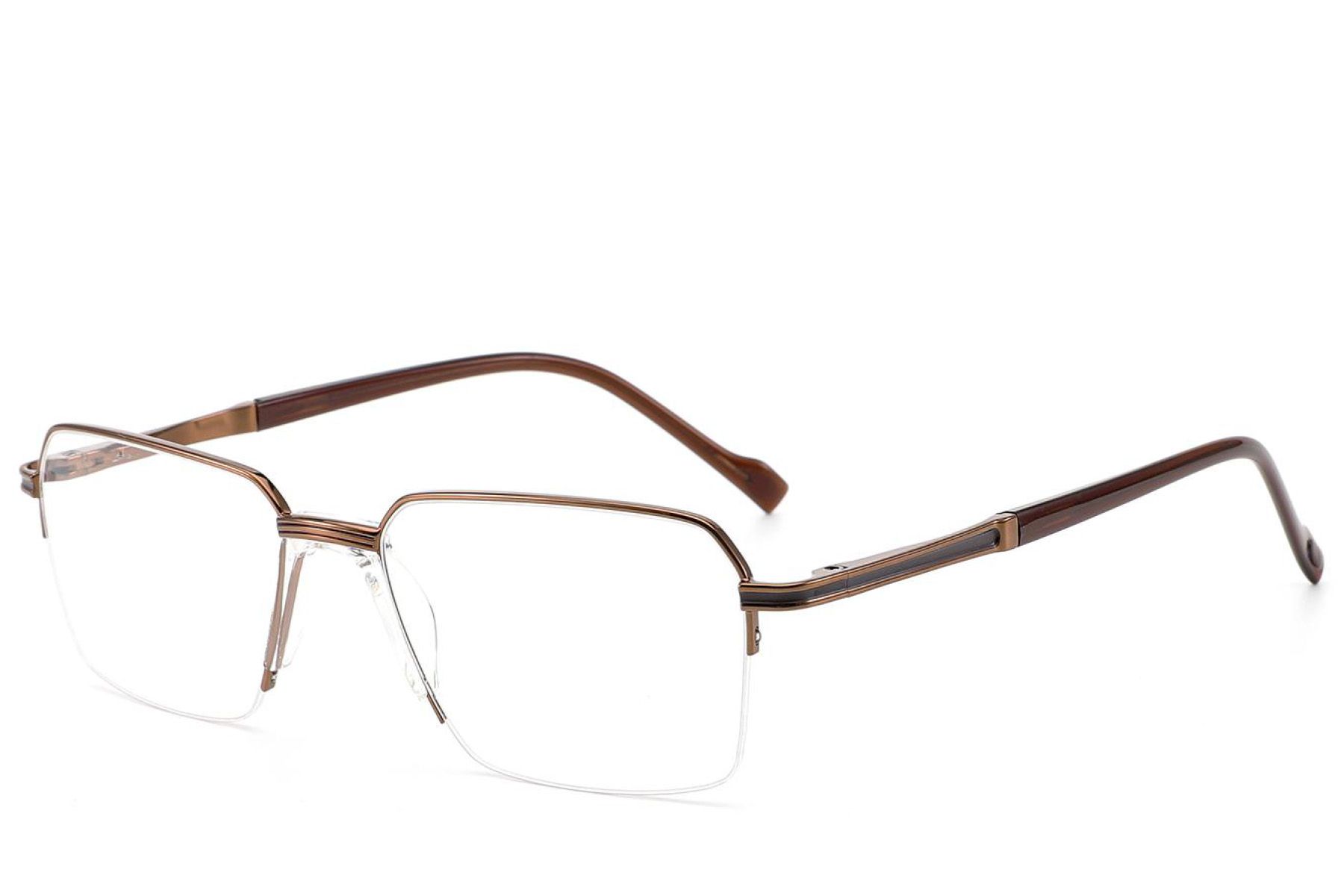Occhiali semi-senza montatura in metallo marrone #BS2012-3030
