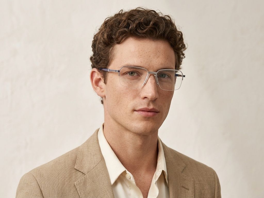 Gafas de metal plateado con montura semi al aire #BS2012-3031