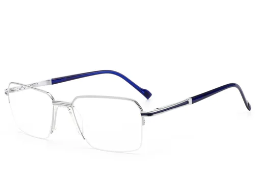 Lunettes semi-cerclées en métal argenté #BS2012-3031