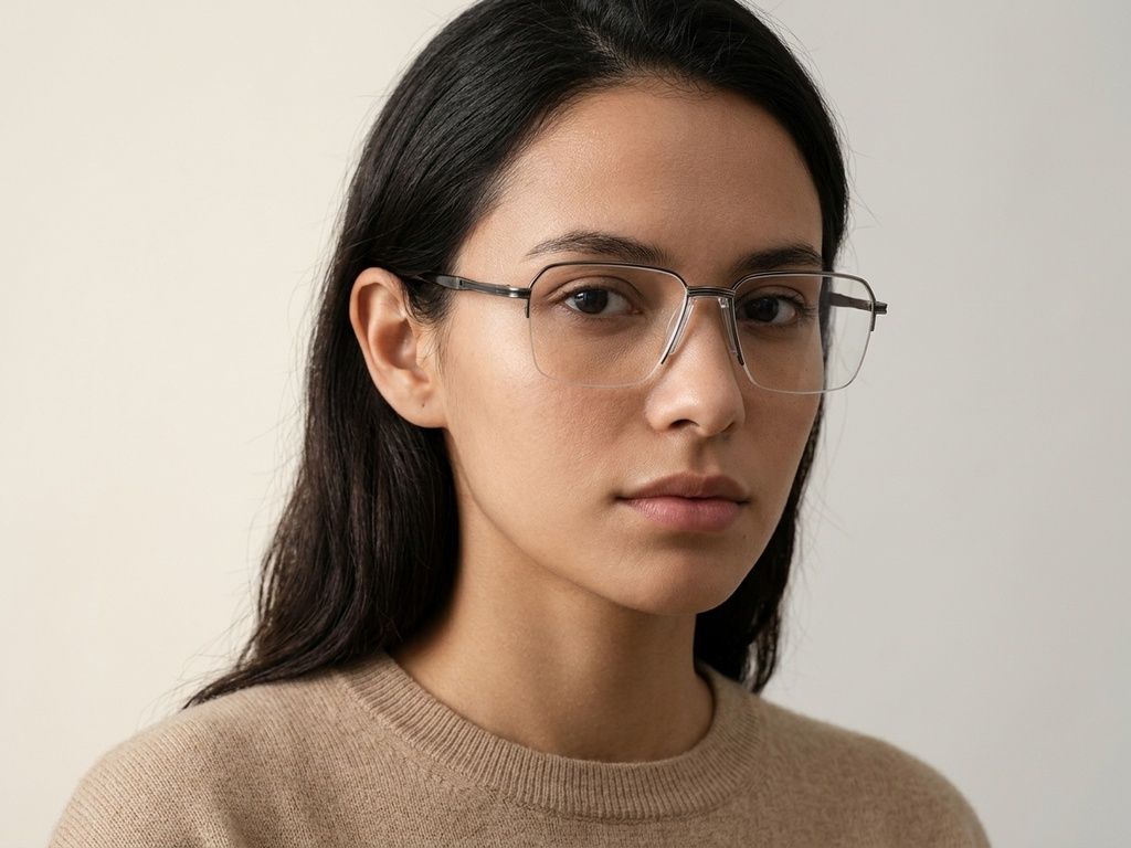 Semi-rimless Grey Metal Glasses #BS2012-3032