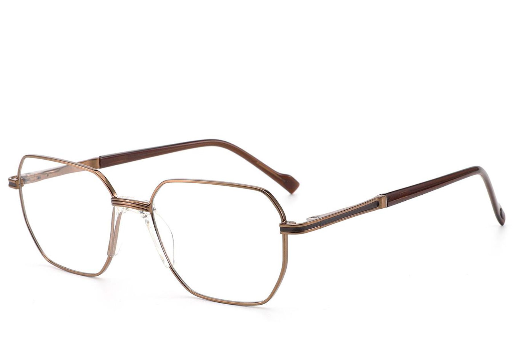Occhiali geometrici in metallo marrone #BS2012-3035