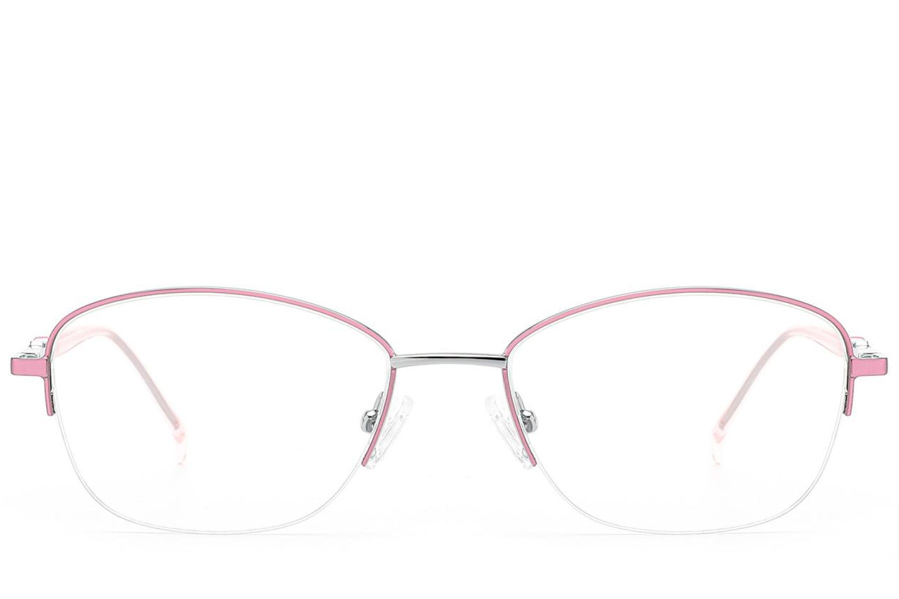 Semi-rimless Pink Metal Glasses #BS2012-3041