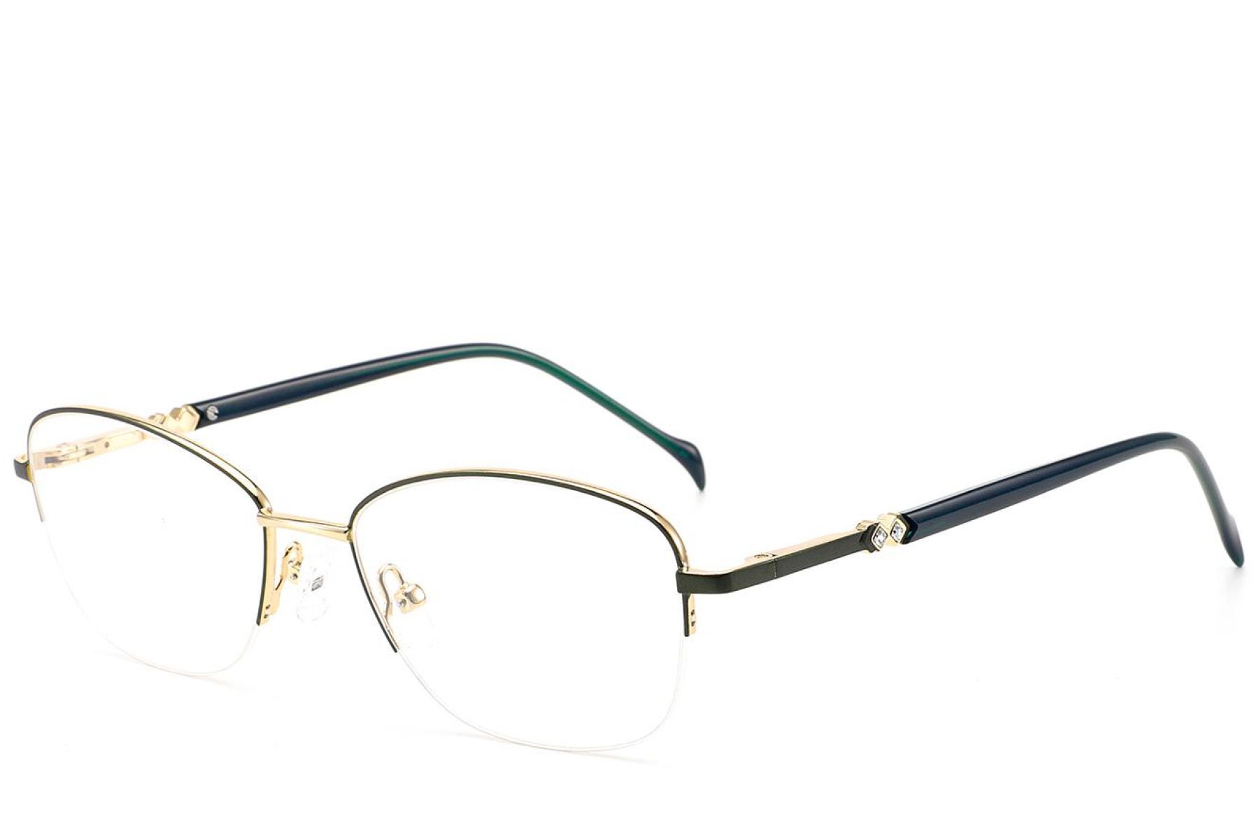 Lunettes semi-cerclées en métal vert #BS2012-3042