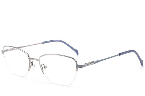 Lunettes semi-cerclées en métal gris #BS2012-3054