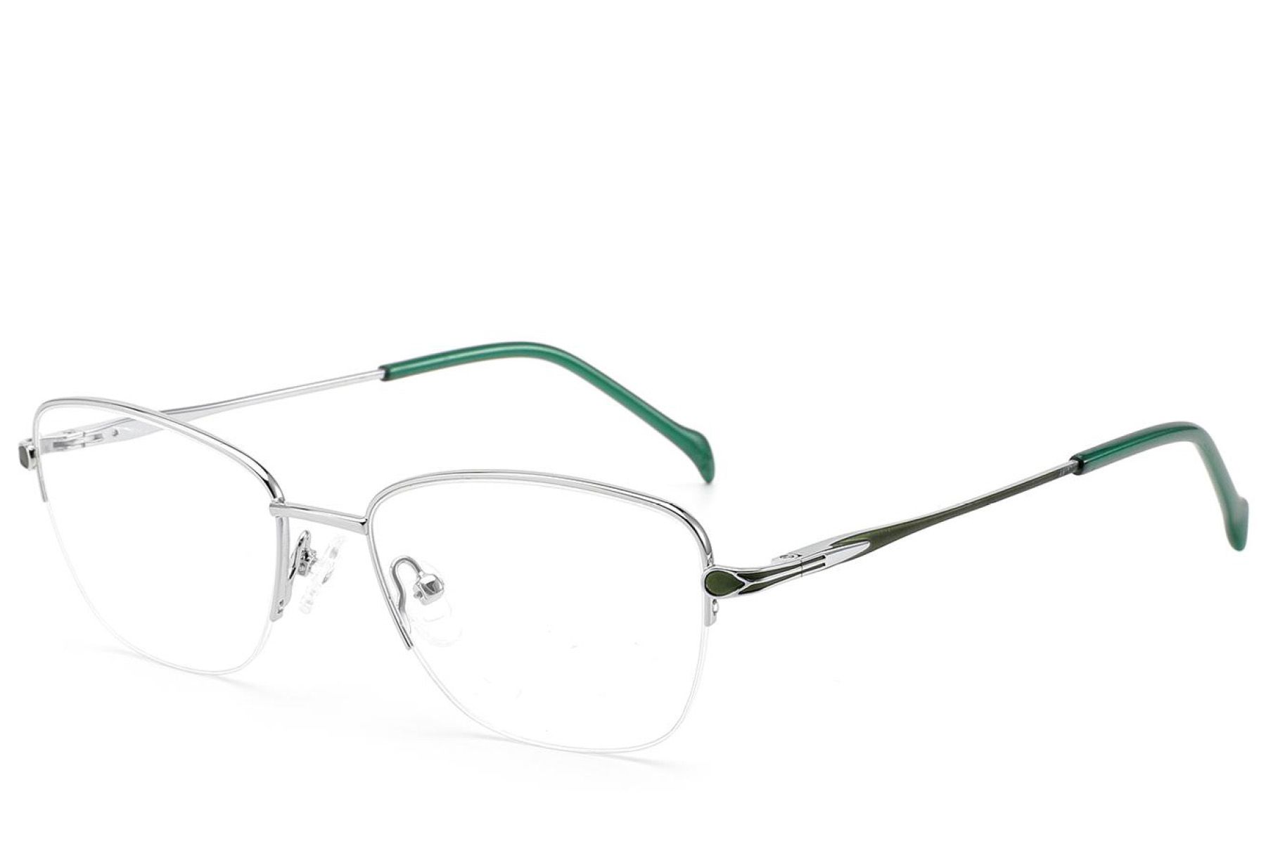 Semi-rimless Silver Metal Glasses #BS2012-3057